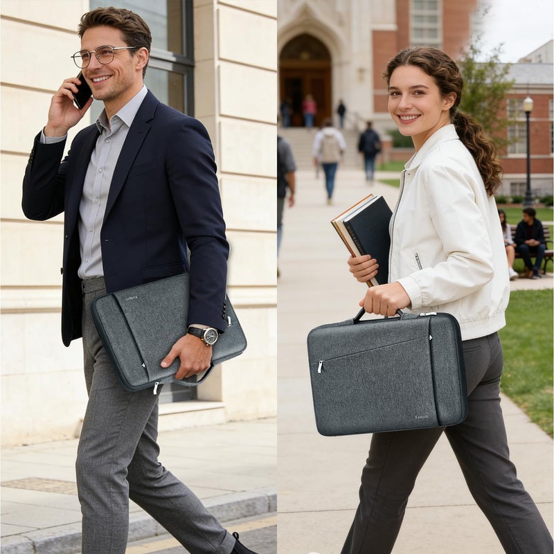 Ferkurn Laptop Case Sleeve for Men Women Chromebook Case Compatible with MacBook Air/Pro Lenovo Surface HP Dell ASUS Acer, 15.6 inch, Gray - Image 2